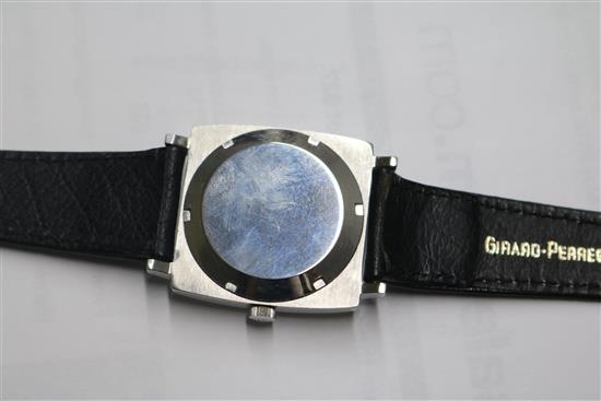 A gentlemans 1960s Girard Perregaux Steel wrist watch with box and certificate